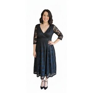 Kiyonna Dress Sz 0X 10 12 Lace Overlay Flowing Whimsigoth Dark Coquette Romantic